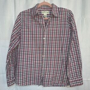 Orvis Womens Size 8 Purple Plaid‎ Long Sleeve Blouse